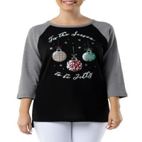 Vrijeme praznika ženska i ženska Plus Božić Raglan Dugi rukav grafički T-Shirt