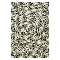 Soho piksela Geometrijska isprekidana prostirka vunene vune, bjelokosti siva, 8 '8' kvadrat