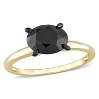 Carat T. W. Black Diamond 14kt zaručnički prsten od žutog zlata od žutog zlata