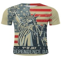 Glookwis Mens Američka zastava Ispis majica Baggy Ljetni vrhovi labavi fit modna bluza kip slobode za neovisnost