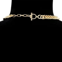 Scoop ženski mesing 14k zlato-Flash Lima lanac-link Toggle ogrlica