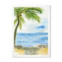 Designart 'Palm Beach Resort At Sunrise II' Nautički i obalni uokvireni umjetnički Print