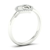 1 10ct TDW dijamant 10k Bijelo zlato srce u srcu modni prsten