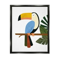 Stupell Industries Modern Toucan Bird Perched džungle Životinje i insekti Slikarstvo Crnog ploča Framed Art
