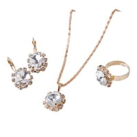 Ženske krugove ogrlice za rhinestone naušnice prsten nakit set nakita