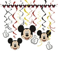 Mickey Mouse rođendanski baner i komplet za uređenje zabave za viseće vrtloge, 13 kom