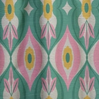 Designart' Flowers and Leaves With Retro Pattern ' Mid-Century Modern Curtain Panel