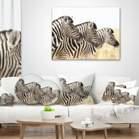 Designart zebre u nizu na travnjaku - afrički jastuk za bacanje zida - 16x16