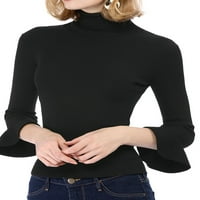 Unique Bargains ženske rukave sa volanima pletena džemper majica