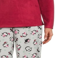 Hanes ženski gornji dio dugih rukava, pidžama hlače od flisa i set papuča, 3-dijelni Set