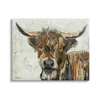 Stupell Industries Highland goveda krava kolaž portret grafička Umjetnička galerija umotano platno print