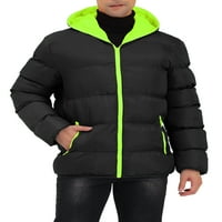 Jedinstvena povoljna Muška zimska Puffer jakna sa kapuljačom u boji s punim patentnim zatvaračem