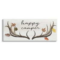 Stupell Industries Happy Camper jesenji rogovi Galerija grafičke umjetnosti umotano platno print zidna umjetnost,