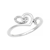 Dijamantno naglašeno srce Sterling Silver ženski prsten
