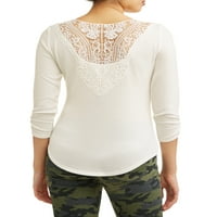 No Bounties Juniors ' cageed neck 3 4 rukav Lace back t-shirt