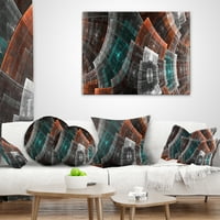Designart braon i plava fraktalna cvjetna mreža - apstraktni jastuk za bacanje - 16x16