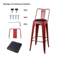 Dizajn grupa Salmon Crvena Srednja leđa metalne barske stolice sa Pu kožnim sjedištem, Set od 6