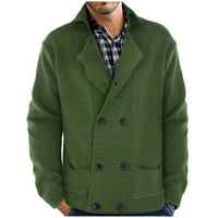 HGW MENS vrhovi kaputi muški kaput prevelizirani solidna boja dvostruka zimska zimska pletena kardigan džemper