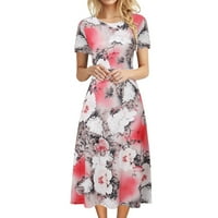 Modna haljina za žene casual o izrez kratkih rukava boemska cvjetna print običan fit jednostavna majica labava