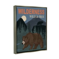 Stupell Industries Wild & Free avanturistička scena planinska šuma Divlje životinje grafička Umjetnost sjaj
