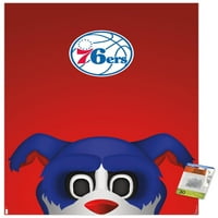 Philadelphia 76ers - S. Preston maskota Franklin Wall Poster sa klinovima, 22.375 34