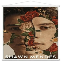 Shawn Mendes - cvjetni zidni poster sa drvenim magnetskim okvirom, 22.375 34