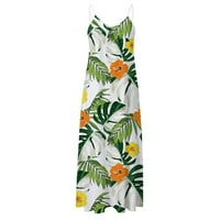 ROVGA haljine za žene žensko tiskovina V izrez Maxi haljine Ljetne špagete haljina haljina haljina za plažu