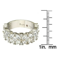 Kolekcija Sterling Silver Multi-Cut Kubni Cirkonij Floral Eternity Prsten