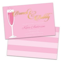 Personalizirane štampane šampanjac Glass Svadbeni ručak pozivnice, Minimalna količina 8, koverte uključen