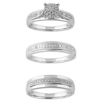 Forever Bride 0.25 ct okrugli dijamantski zaručnički vjenčani prsten u srebru.