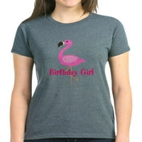 Cafepress - Rođendanska djevojka Pink Flamingo majica - Ženska tamna majica