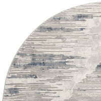 Meadow Iskra apstraktna prugasta prostirka, siva slonovače, 6'7 6'7 krug