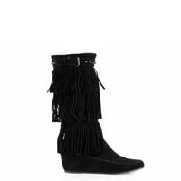 Nature Breeze Fringe ženske Mokasinske čizme u crnoj boji