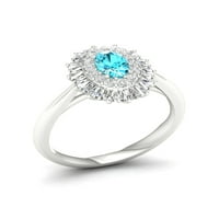 Imperial dragi kamen srebra Ovalni rez Švicarski plavi Topaz stvorio je ženski prsten sa bijelim safirom