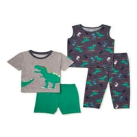Wonder Nation rezervoar za dječake za malu djecu, majica, kratki set pidžame i pantalona, 4 komada, veličine