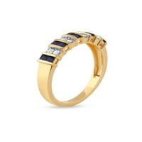 Imperial dragi kamen 10k žuto zlato princeza rez plavi safir 1 10ct TW dijamant ženski prsten