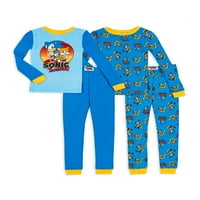 Sonic The Hedgehog Boys 4-dijelni pamučni dugi set pidžama, veličine 4-10