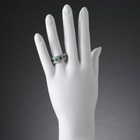 CT princeza rez zeleni simulirani smaragdni kanal prsten u srebru