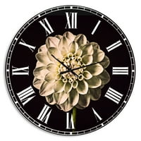 Designart' izolovani cvijet dalije u crnom ' metalni zidni sat