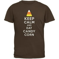 Halloween Držite mirne majicu za odrasle kukuruz s smeđom za smeđa - X-Veliki