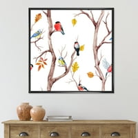 Designart' little Birds and Fall Trees ' tradicionalni uramljeni platneni zidni Print