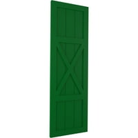 Ekena Millwork 15 W 80 H True Fit PVC centar X-Board Farmhouse fiksni roletni, viridijski zeleni