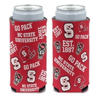 North Carolina St Scatter Print 12oz Slim can Cooler, Collapsible