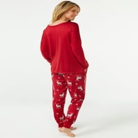 Joyspun ženski komplet pidžama dugih rukava i džogera, 2 komada, veličine s do 3X