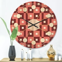 Designart 'Abstract Retro Pattern Design VIII' Mid-Century Modern Wood Wall Clock