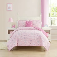 + BELLA Dream of Paris Set posteljine od ružičastog pamučnog jorgana, lagani prekrivač sa dva