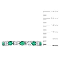 3-karat T. G. W. stvorio smaragd i stvorio bijeli safir Sterling srebra vječnost prsten