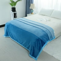 Unique Bargains Gradient Flanel Flis Bed Sofa Deka Plava 91 79