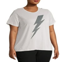Grayson Social ženska Plus Size AC DC grafička majica sa munjama sa kratkim rukavima