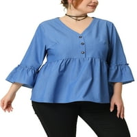 Jedinstvena rasprodaja ženska bluza sa dugim rukavima sa V izrezom i V izrezom